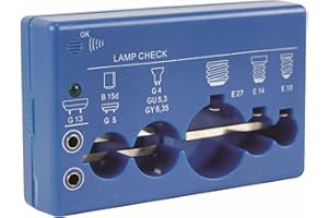 Velleman Lampentester, Glühbirnentester, Lampenprüfer, Glühbirnen Prüfgerät mit Status-LED und akustisches Signal, für Sockel G13, Ba15d, G5, G4, GU5.3, GY6.35, E27, E14, E10