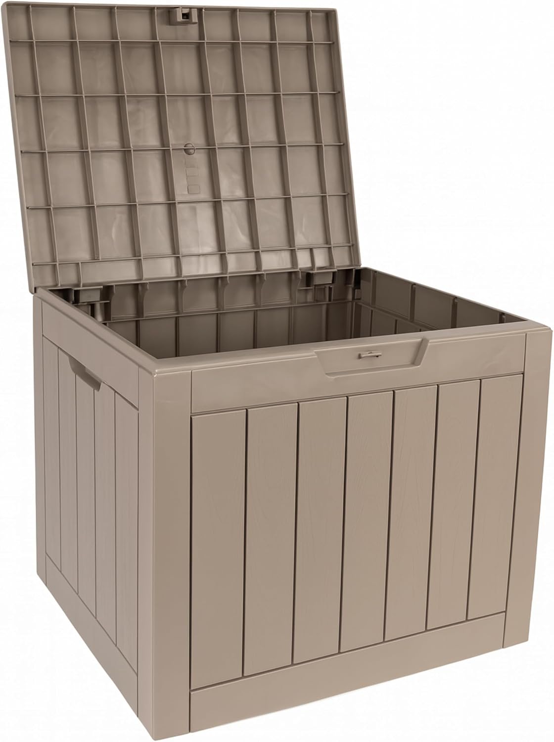 Durabull Outdoor Storage Box, Weather-Resistant Plastic Garden Organiser, Large Capacity Container in Black and Brown, Patio Cushion Storage 120L (Taupe)