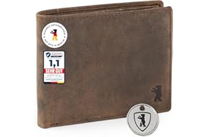 Berliner Bags Vintage Geldbörse, Portmonee aus Leder, Geldbeutel mit TÜV-geprüftem RFID-Schutz, für Herren - Braun