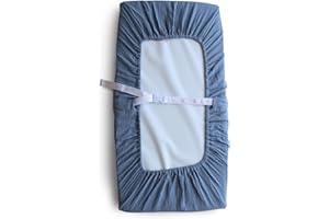 Mushie Extra Soft Muslin Fitted Changing Pad Cover | Standard Changing Pad Cover 72x48x13cm | Breathable | Fully Elastic Edges | Material: 100% Cotton (Tradewinds)