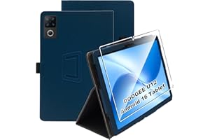 Heioloo Custodia per DOOGEE U12 Android 16 Tablet 2025 Cover in Pelle Case, + [1 Pezzi] Vetro Temperato Pellicola Protettiva [Auto Svegliati/Sonno][Supporto Funzione ] [Anti-Scratch] Blu