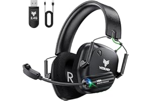 WESEARY WG4 Gaming Headset Wireless, 2,4G Wireless Gaming Headset mit Mikrofon für PS5, PS4, PC, Switch, Mac, Faltbarer Surround Sound Bluetooth Kopfhörer, Über 45 Stunden Akkulaufzeit