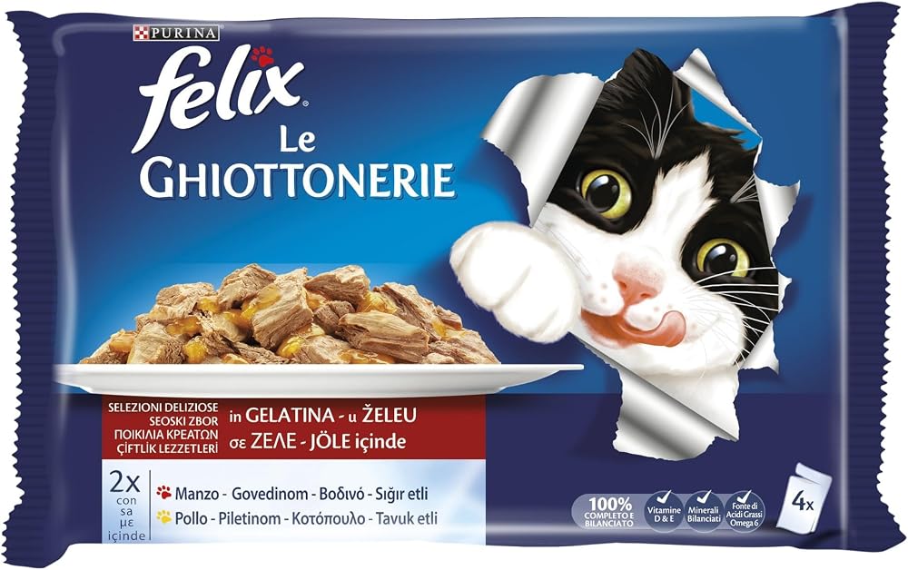 Felix Multipack Sığır Etli ve Tavuklu Yetişkin Yaş Kedi Maması 4x85gr