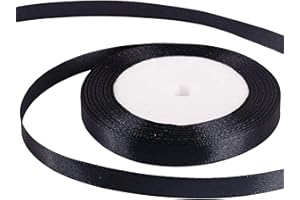 ZSYIULIA 10mm Black Ribbon for Gift Wrapping 22M,Black Satin Ribbons Fabric 10mm Thick for Crafting Hair Bow Christmas Polyester Ribbon Cake Wedding Party Balloon Car Ribbons Decoration
