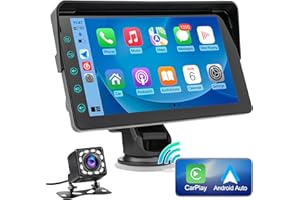 WSRADIOKITS 2024 Newest Wireless Apple Carplay&Android Auto,Portable TouchScreen Automatic Multimedia Player,Autoradio with Mirror Link/Siri/FM/1080p Backup Camera/Bluetooth/GPS/Navigation Screen for All Vehicles