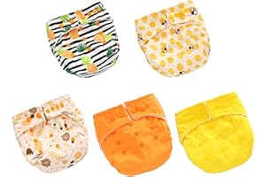 WALAKA LUGGAGE Walaka Couche Lavable Bébé-Pack couches lavables qualité supérieure - 5 couches unisexe taille unique ajustable nouveau né à 3M-3 Ans (C)