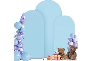 MEKOTRIN Juego de 3 cubiertas de fondo para arco, cubierta de fondo para arco de boda de doble cara, cubierta de fondo de 4/5/6 pies para fiesta de cumpleaños, ceremonia, banquete (azul claro)