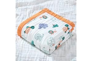 Hivia Manta Bebé Algodón 110 x 110 CM,Mantas de Muselina para Bebe 6 Capas Arrullo para Bebes Unisex Swaddle Blanket Suave y Confortable Muselinas Toalla de Baño (Elefante Bosque)