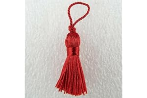 TURNER BROWNE CRAFTS 19 COLOUR 35mm 40mm Length Shiny Rayon Small Mini Keys Gifts BUY 4 8 Tassels 032, 08 Dark Red, Pack of 8