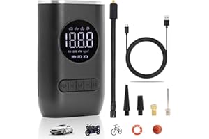 PNGOS Elektrische Luftpumpe 4000mAh Akku Luftpumpe Fahrrad 150PSI Fahrradpumpe Elektrisch mit Digital LCD LED Licht für Auto Fahrrad Motorrad Basketball Football und Schwimmringe