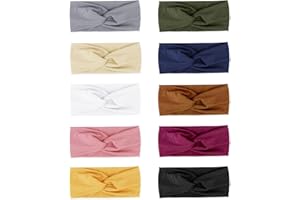 DRESHOW 10 Pack Boho Headbands for Women Vintage Flower Printed Criss Cross Knotted Elastic Hair Band Stretchy Head Wrap Twisted Cute Hair Accessories