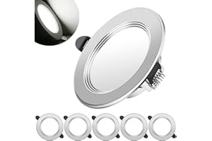 ASSTIKOO Spot LED Encastrable, 7W 700LM Equivalent 70W Incandescence AC 220-240V, Blanc Froid 6000K Trou Φ75-95mm Encastré Lampe Plafonnier Plat Rond Pour salle de bain Cuisine Salon Couloir, Lot de 6