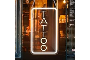 HFHUNGKEONG Luz de tatuaje de neón, letrero de neón acrílico LED para tienda de tatuajes, decoración de pared, reutilizable y regulable, regalos de tatuajes para amantes de los tatuajes, decoración de tatuajes