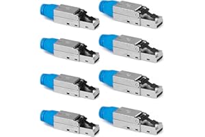 HASA zone - 8 x Connettori RJ45 Cat 8 Senza Attrezzi - Alloggiamento in metallo Schermato da Interferenze - Plug RJ45 ad Alta Velocità 40 GBit/s 2000 MHz
