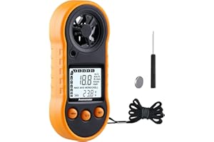 XINJIAYI Digitaler Windmesser, Luftdurchflussmesser mit Windtemperaturwerkzeug -10 ° C ~ 45 ° C,Anemometer zur Messung der Luftstromgeschwindigkeit, Windmesser zum Segeln/Surfen/Angeln/Drachen - Gelb