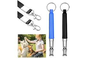 RARWIND Hundepfeife Hochfrequenz Lautlos, 2 Stück Ultraschall Hundepfeife mit Umhängeband, Hundepfeife zum Stoppen des Bellens Zum Unterbinden von Bellen und zum Trainieren Von Hunden (Schwarz und Blau)