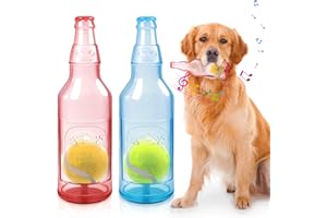 Shepinsky 2PCS Indestructible Squeaky Chew Dog Toys with Tennis Ball, Durable Puppy Boredom Doggo Toys for Playtime &Training, for Energetic Small Medium Large Pups(Blue+Red L)