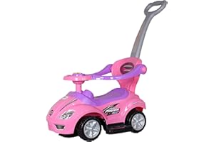 COIL Veicoli per Bambini, Auto Giocattolo, Camminatore, Auto in Plastica, Passeggino, Auto, per Bambini Oltre 12 Mesi - Design 3 in 1 - Macchina Per Bambini a Spinta - Macchine Per Bambini (Rosa)