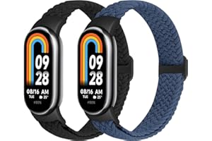 XANS Elastisches Geflochtenes Armband Kompatibel mit Xiaomi Mi Smart Band 8/Xiaomi Mi Smart Band 9, Verstellbare Dehnbare Nylon Armbänder Sport Ersatzarmband für Xiaomi Mi Band 8/Xiaomi Mi Band 9
