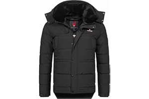 Höhenhorn Adamelo Herren Winter Jacke Quilted Steppjacke Gefüttert Winterjacke mit Abnehmbarem Kunstfellkragen