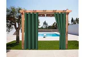 SK Studio 1 Panel de Cortina para Exteriores a Prueba de Viento Impermeable Cortina Patio Cabana Porche Gazebo Panel de Cortinas Verde Oscuro, 132x213cm