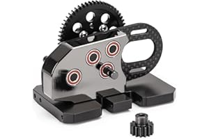 AMK Transparent 2Low Differential Gearbox 1/10 Scale LCG Transmission 2-Speed with Overdrive Gear Box for RC Crawler Axial SCX10 II Pro Capra Element Gspeed DIY Chassis (Aluminum+Carbon Fiber)