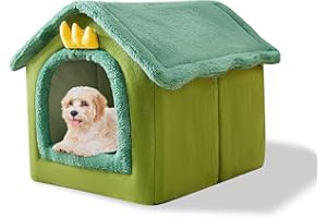 Galatée Letto Grotta Per Gatti, Cuccia Per Cani Lavabile, Igloo Per Gatti In Peluche Caldo e Accogliente, Cuccia Per Gatti Pieghevole e Confortevole, Cuccia Per Animali Domestici(M, Dinosauro Verde)