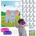 ELECLAND Pin the Nose on the Elephant Party Game for Kids, Birthday Party Decorations, Carnival Circus Party Supplies, Animal Party Decorations