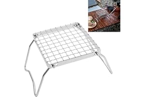 Syiyunran Griglia Barbecue Portatile Pieghevole - 1 Pezzo, Argento, Supporto per Piano Cottura in Acciaio Inox, Graticola, Adatto Cucinare Il Tè Sul Fornello, Picnic, Barbecue, Campeggio, ecc