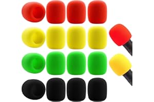 ZWZNBL Lot de 16 housses en mousse pour microphone à main - Protection anti-vent - 4 couleurs Noir/rouge/jaune/vert