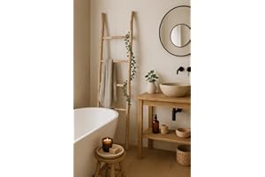 Biscottini porte-serviettes Échelle de bain 148 x 36 x 3 cm - Escalier décoratif en bois - Bambou - Échelle porte-serviettes mural en métal