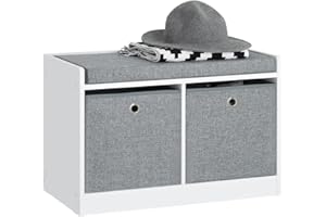 SoBuy FSR65-K-DG Banco Zapatero de Entreda con 2 cajones, Gris, ES (L68 x P32 x H45 cm)