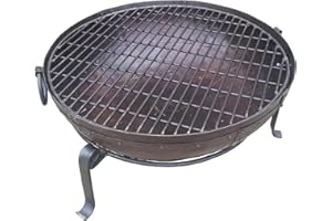 ANNA BISHOP DESIGN 60cm Fire Bowl With Stand and Grill – Genuine Handmade Steel Fire Pit – Authentic Indian Kadai BBQ