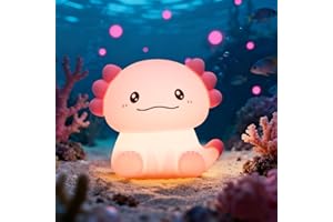 JVURICE Axolotl Nachtlicht Kinder Silikon Lampe Dimmbar Tier Touch Aufladbare Kinderlicht Schlafzimmer Led Night Light Dekor Kinder Geschenke Für Mädchen Junge Weihnachtsgeschenke Schlummerleuchten