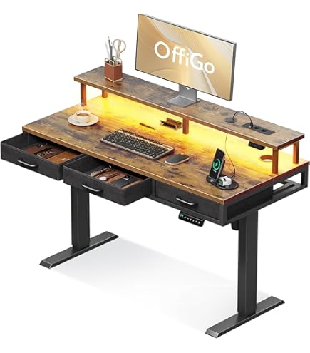 SOSINYA Elektrisch zit-stabureau, 160 x 70 cm, afneembare monitorhouder