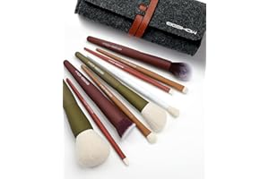 Travel Makeup Brush Set, EIGSHOW Premium Synthetic Foundation Powder Concealers Eye Shadows 9 Pcs, 5 Colors Brushes with Pouch, Cute & Portable, Gift Choice