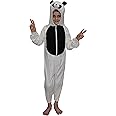 Kaku Fancy Dresses Fleece Panda/Polar Bear International Animal Costume For Kids - White & Black, 7-8 Years | Animal Fancy Dress For Boys & Girls