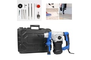 HUINI Marteau de forage de 1500 W avec 8 pièces - Avec marteau perforateur 3 fonctions - Marteau / perçage / burin - Épaisseur de la frappe : 5J - SDS-Plus - Poignée rotative à 360° - Poignée anti-vibration