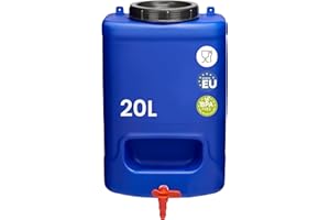 Garronda Bidón Boca Ancha Garrafa Agua con Grifo sin BPA 20 litros Depósito de Camping Accesorios Garrafa con Grifo Deposito Agua Camper Azul GD-0084