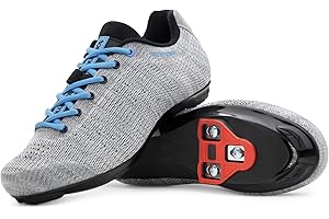Tommaso Pista Aria Knit Women's Cycling Shoes, Indoor Cycling Class Ready Shoe and Bundle with Compatible Cleat, Look Delta, SPD - Black, Pink, Grey, Blue