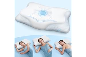 CloudÉtoile Orthopädisches Kissen Memory Foam Kissen ‑ 2‑in‑1 Ergonomisches Kopfkissen für Seiten Rücken & Bauchschläfer Nackenkissen Kopfkissen Seitenschläfer Weiß 64x38x12 cm