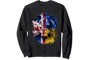 UKRAINE NATIONAL PRIDE Vintage UK & Ukraine Flag Lion Face Ukrainian Britain Roots Sweatshirt