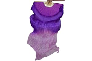 Tanzbekleidung & Accessories Schleierfächer Tanz Fächer Fächerschleier Seidenfächer Flügel Bauchtanz 1 Paar Violett-Lila