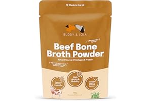 Buddy & Lola Beef Bone Broth Powder | 100% Pure Broth Protein Powder for Dogs | Joint, Digestion & Gut support | Makes 6 litres of Beef Bone Broth