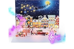 APOTODITO Weihnachtskarte mit Musik, Pop Up Christmas Card with Music and Light, Weihnachtskarten Weihnachtsgeschenke für Frauen Männer Kinder, Weihnachtskarten mit Umschlag