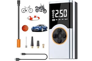 LOVPIS Gonfleur pneus Voiture sans Fil, 150PSI Compresseur à Air Portatif, 4000mAh Mini compresseur Voiture Portable, Affichage Numérique et Lumière LED pour Vélos Voitures Motos