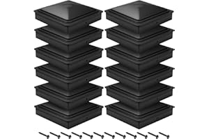bonna Tappi per pali 7 x 7 cm, 12 pezzi, tappi di copertura in plastica per pali di recinzione, con viti, colore nero
