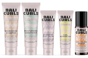 BALI CURLS Curl Travel Kit Set om 4 – Resestorlekar för definierade, friska lockar – schampo, balsam, curl cream & Defining Gel – kompakt vårdset för resor, gym och på språng