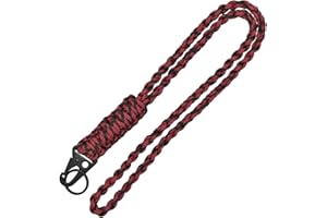 PAITOK Cordón de Paracord resistente para Hombres y Mujeres, Cordoncillo de Llavero Colorido para Llaves, Tarjeta de Identificación, Insignia, Teléfono y Cámara al aire libre (Negro Rojo)