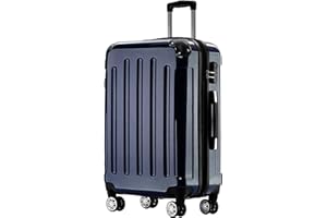 BEIBYE Hartschalen Koffer Trolley Rollkoffer Reisekoffer 4 Zwillingsrollen Polycabonat (Dunkelblau, 66cm - 70L)